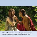 A still from the film showing the visual influence of Waterhouse, but also illustrating the theme of Narcissism.