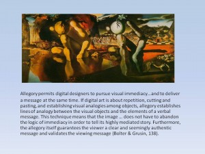 This illustration is by Dali - Metamorphosis of Narcissus, 1937, and I liked the dark quality of the image.