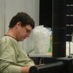 Glyn Hamer (sound) relaxes on set