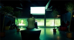 View from rear of gallery with choice machine in centre