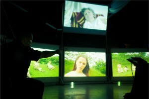 Closer view of front screens from left centre of installation