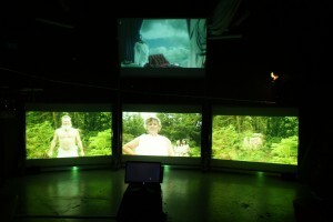 Wide shot of installation.  Front screens