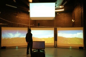 House lights on.  Viewer in front of choice screen