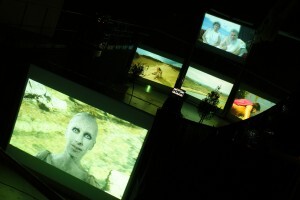 View from gantry behind rear screen